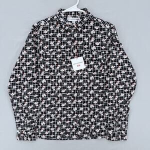 Ines De La Fressange x Uniqlo Women Sz Medium Floral Button Down Flannel Shirt